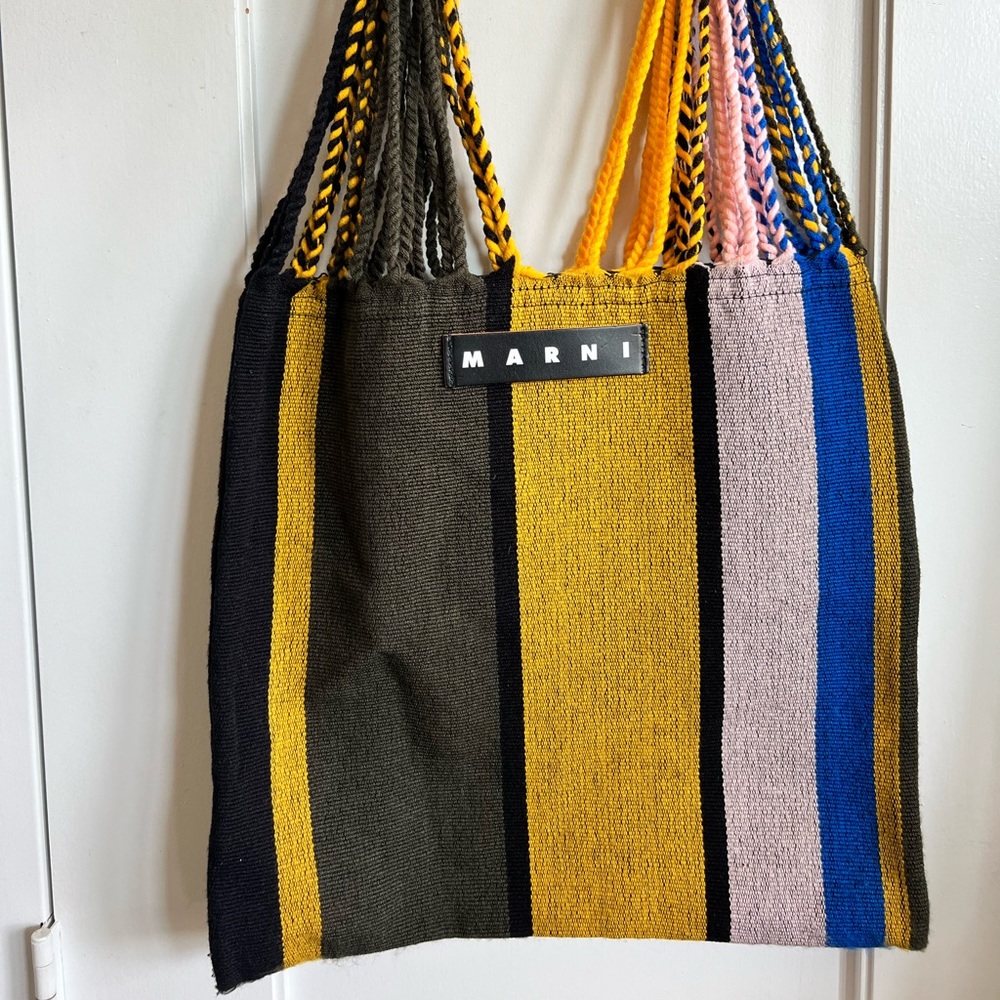 Marni Market hammock striped canvas tote